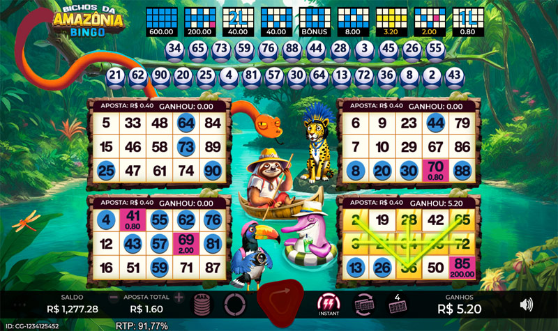 Bichos da Amazonia Bingo