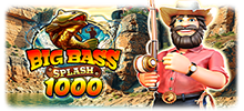 Sumérgete en el lago para disfrutar de una secuencia superpoderosa en Big Bass Splash 1000.<br/>
<br/>
El juego de bonificación se activa con 10 a 20 Giros Gratis si aparecen de 3 a 5 símbolos scatter durante el juego base. Antes de que comiencen los Giros Gratis, se reproduce una animación de pesca que puede desbloquear hasta cinco modificadores del juego de bonificación, incluyendo más símbolos de dinero, símbolos especiales, Giros Gratis e iniciar la función en el nivel dos.<br/>
<br/>
Durante los Giros Gratis, si se capturan símbolos comodín, estos recogen todos los símbolos de dinero con valores que alcanzan hasta 1000x. Cada cuatro símbolos comodín activan la función con 10 Giros Gratis adicionales y un multiplicador de ganancias creciente: 2x en la primera activación, 3x en la segunda y 10x en la tercera y última.