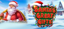 ¡Experimenta la magia de la Navidad cuando y donde quieras jugando a Santa's Great Gifts™! Esta tragamonedas te sumergirá de principio a fin, celebrando la época más hermosa y festiva del año, ¡la Navidad! Santa nos trajo grandes regalos, que contenían multiplicadores de hasta 100 veces la apuesta. ¡Recibe la ayuda del buen anciano y si te portas bien, definitivamente te dará increíbles premios! Experimenta la acogedora sensación navideña con lindos gráficos y música clásica de Jingle Bells. Haga girar los carretes en Santa's Big Gifts y obtenga grandes recompensas, hasta una ganancia máxima de 5000X la apuesta.<br/>
<br/>
¡Toca la campana divertida y recibe muchos regalos!