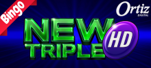¡Triplique sus ganancias con New Triple HD! <br/>
<br/>
Experimente el nuevo concepto de Video Bingo y aventúrese con los simpáticos Big Eye y el Sombrero de la suerte.  <br/>
<br/>
Este juego comienza con el sorteo inicial de 30 bolas, la posibilidad de 10 bolas extras y además ¡bolas extras gratis! <br/>
<br/>
Trece premios y un acumulado esperan por usted en esta fantástica aventura.  <br/>
<br/>
Cuando el Joker aparece, te invita a escoger el siguiente número a ser sorteado en la ronda de Bolas Extras.<br/>
<br/>
 ¡Ven y diviértete con New Triple!