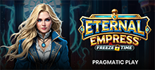 Desafía las leyes de la física en Eternal Empress – Freeze Time.<br/>
Anillos místicos, relojes y esferas ocupan los carretes de esta tragamonedas de 5×3, bajo la mirada de la misteriosa Emperatriz Eterna.<br/>
Desde el principio, hay una función de ganancia en efectivo disponible para cualquier símbolo de diamante que aparezca en los carretes uno o cinco, acumulando y pagando el valor de todos los íconos en efectivo en los carretes dos, tres y cuatro.<br/>
Obtener tres símbolos Scatter activa la ronda de giros gratis, donde relojes y cerraduras sobrenaturales congelan el espacio y el tiempo.<br/>
<br/>
Qué esperar:<br/>
Tres Scatters activan 10 giros gratis, durante los cuales pueden aparecer más dinero e íconos de recolección.<br/>
Cuando el reloj y el candado caen juntos, todos los valores del dinero se fijan en su posición y el contador de giros gratis se congela.<br/>
Los dobles giros se otorgan continuamente hasta que el reloj y el candado vuelven a caer, lo que permite ganancias máximas de hasta 4,888x.